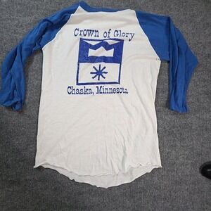Vintage Sneakers Shirt Mens XL White Crown Of Glory Chaska Minnesota 3/4 Raglan